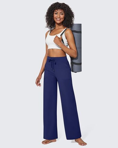 G4Free Wide Leg Pants for Women Yoga Pants High Waist Sweatpants with Pockets Stretch Lounge Pants Comfy Workout in Kuwait