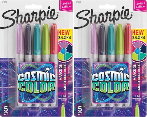 Sharpie Permanent Markers, Fine Point, Cosmic Color, Limited Edition, 5 Count in Saudi Arabia