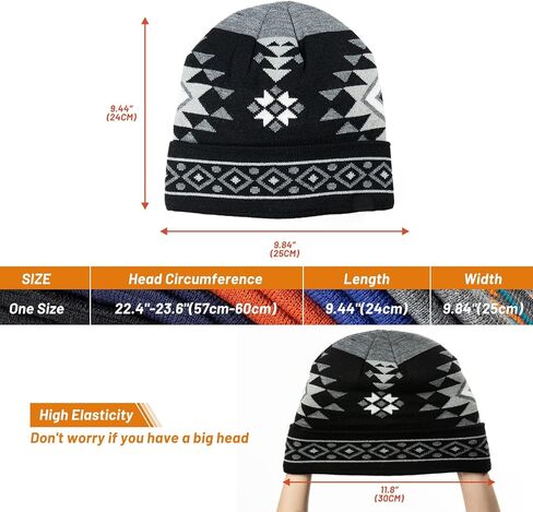 قبعة متماسكة من Southwest Beanie للرجال والنساء، قبعة جمجمة للجنسين قبعة شتوية هندية يومية دافئة للبرد in Kuwait