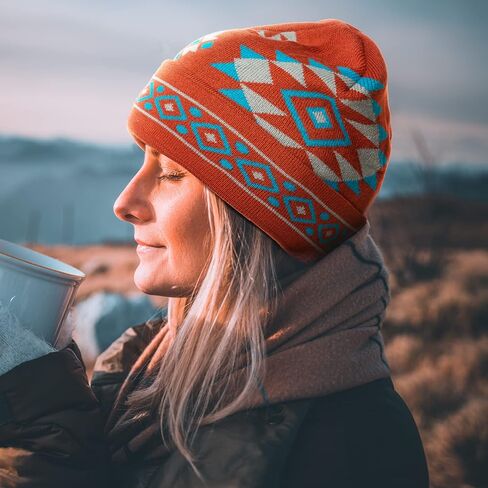 قبعة متماسكة من Southwest Beanie للرجال والنساء، قبعة جمجمة للجنسين قبعة شتوية هندية يومية دافئة للبرد in Kuwait