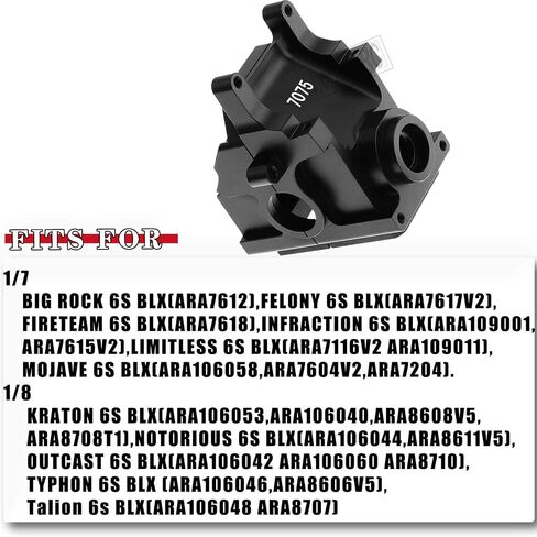 Aluminum Gearbox Case Upgrades for 1/7 1/8 6S BLX Typhon Kraton Outcast Mojave Notorious Infraction Felony Talion Limitless 6S BLX,Center Sway Bar Mount Gearbox Bulkhead Cover,Silver in Saudi Arabia