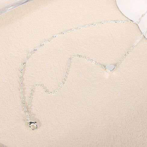 Silver Anklet for Women, Waterproof Adjustable Double Layer Anklet Shiny Statement Foot Jewelry with Heart-Shaped Pendant for Women Accessories in Saudi Arabia