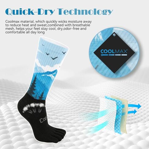 جوارب YABAIKE لأصابع القدم للرجال والنساء، 4 أزواج من جوارب الجري COOLMAX عالية الأداء رياضية بخمسة أصابع in Saudi Arabia