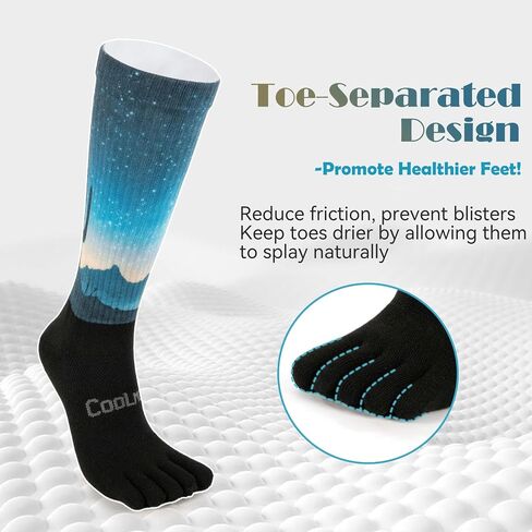 جوارب YABAIKE لأصابع القدم للرجال والنساء، 4 أزواج من جوارب الجري COOLMAX عالية الأداء رياضية بخمسة أصابع in Saudi Arabia