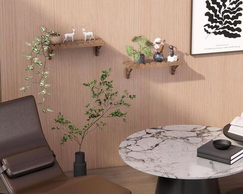 رف حائط خشبي صدفي - رف عائم مقاس 17 بوصة مع دعامات خشبية، رف حائط ريفي سهل التركيب لغرفة المعيشة أو غرفة النوم أو الحمام أو أي مساحة in Kuwait