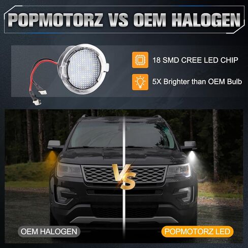 مجموعة مصابيح POPMOTORZ ذات اللون الأزرق الجليدي LED ذات المرآة الجانبية لسيارة Ford F150/Explorer/Edge/Expedition/Flex/Taurus/Taurus X/Mercury Sable/Mercury Montego، Lincoln MKS/MKT/MKX/MKZ حزمة من 2 in Saudi Arabia