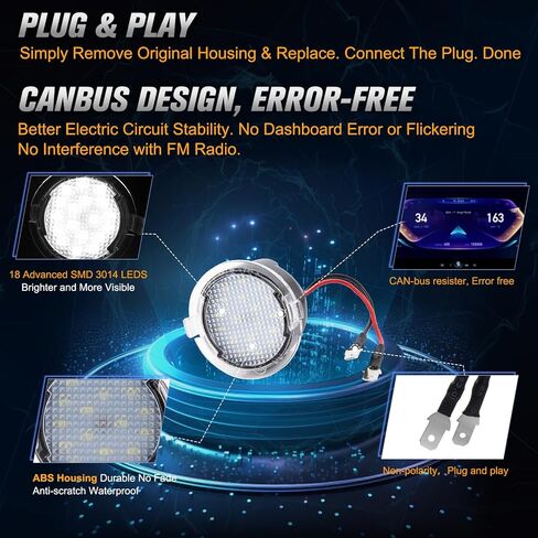 مجموعة مصابيح POPMOTORZ ذات اللون الأزرق الجليدي LED ذات المرآة الجانبية لسيارة Ford F150/Explorer/Edge/Expedition/Flex/Taurus/Taurus X/Mercury Sable/Mercury Montego، Lincoln MKS/MKT/MKX/MKZ حزمة من 2 in Saudi Arabia