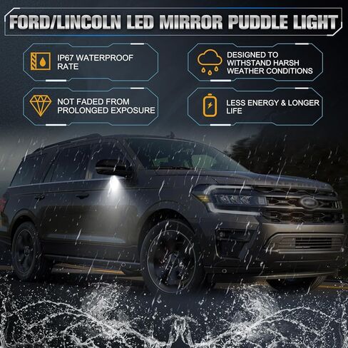 مجموعة مصابيح POPMOTORZ ذات اللون الأزرق الجليدي LED ذات المرآة الجانبية لسيارة Ford F150/Explorer/Edge/Expedition/Flex/Taurus/Taurus X/Mercury Sable/Mercury Montego، Lincoln MKS/MKT/MKX/MKZ حزمة من 2 in Saudi Arabia