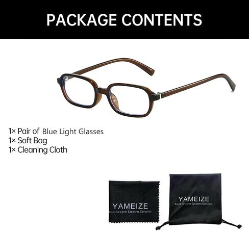 YAMEIZE مستطيل نظارات الضوء الأزرق للنساء الرجال صغيرة ضيقة 90S نظارات حجب الضوء الأزرق للكمبيوتر in Saudi Arabia