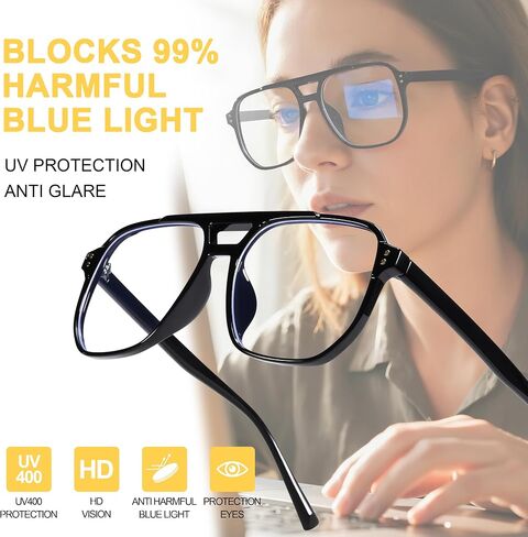 Bouryo Vintage Clear Lens Glasses for Women, Non-prescription Classic Square Eyewear Thick Frame Eyeglasses in Kuwait