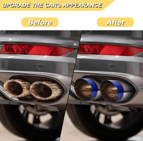 2.5 inch Inlet Exhaust Tip, 3.5" Outlet 7.75" Overall Length Stainless Steel Exhaust Tail Pipe, Weld On, Sleek Angle Cut, Polished Tailpipe, Blue Burnt,2PCS in Saudi Arabia