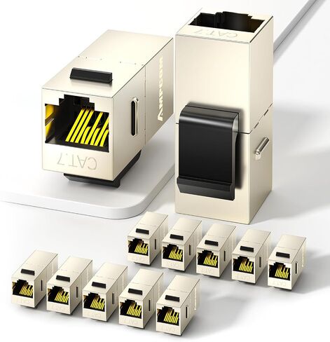 AMPCOM CAT7 Keystone Coupler, 2-Pack Pass Through RJ45 Keystone Jack, Shielded Female to Female Ethernet Feedthrough Inline Coupler in Saudi Arabia