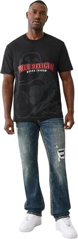تي شيرت رجالي قصير الأكمام بشعار الظل من True Religion - تي شيرت برسومات بياقة دائرية in Saudi Arabia