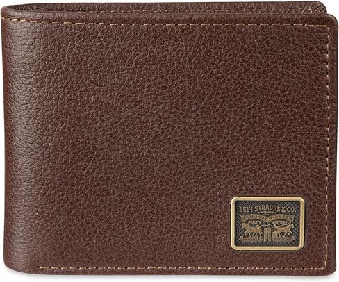 محفظة Levi's Ornament Passcase للرجال مع مقسم الفاتورة، بني، مقاس واحد in Kuwait