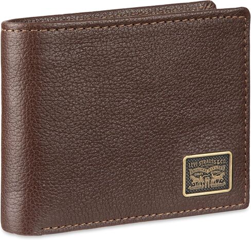 محفظة Levi's Ornament Passcase للرجال مع مقسم الفاتورة، بني، مقاس واحد in Kuwait