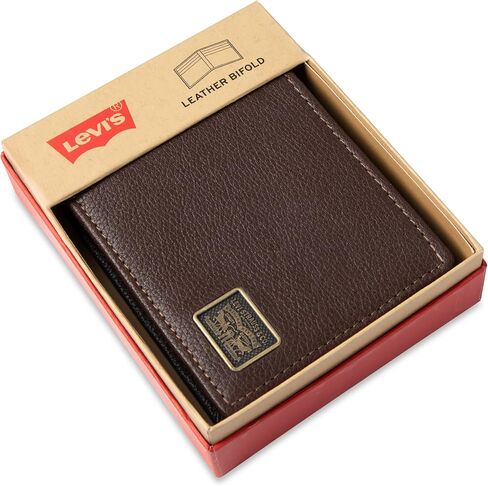 محفظة Levi's Ornament Passcase للرجال مع مقسم الفاتورة، بني، مقاس واحد in Kuwait