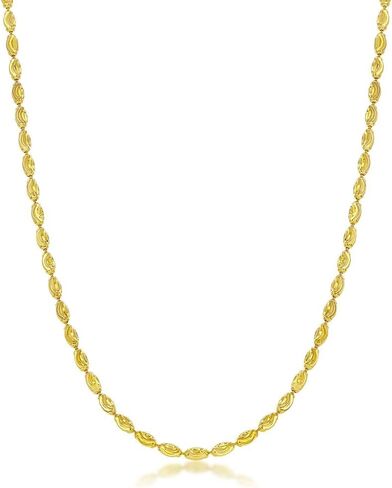 Beaux Bijoux Moon Cut Bead Chain Necklace | 18K Gold Plated Sterling Silver | 2 or 3mm Width 16, 18, 20, 22, or 24-inch Lengths | Unisex Gold Chain Necklace for Women and Men in Saudi Arabia