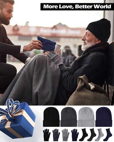 Toulite 60 Pcs Winter Beanie Hat Gloves Socks Set for Women Men Unisex Beanie Warm Stocking Hats Bulk for Homeless Care in Saudi Arabia