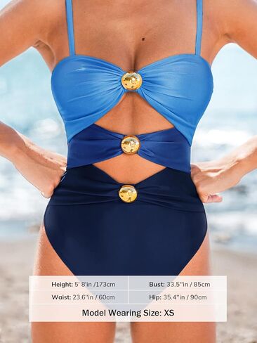 CUPSHE Women's One Piece Swimsuit Sexy Cutout Color Block Bathing Suit Golden O Ring Linked Swimwear Back Hook in Kuwait