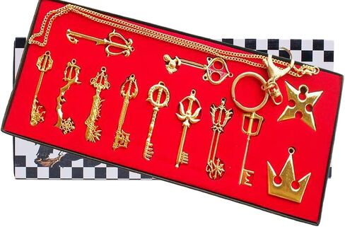 Xcoser الجدة تأثيري Keyblade سلسلة المفاتيح قلادة مجموعة لجميع القديسين عيد الميلاد هدية ذهبية 12pcs in Kuwait