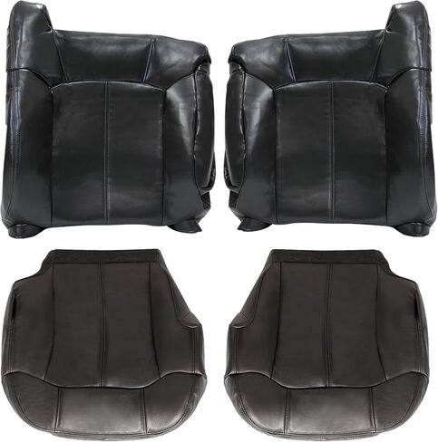 Priprilod #122 Dark Gray Leather Driver & Passenger Side Bottom & Top Lean Back Seat Cover Compatible with Chevy Silverado Tahoe Suburban Avalanche GMC Sierra Yukon XL 1999 2000 2001 2002 in Saudi Arabia