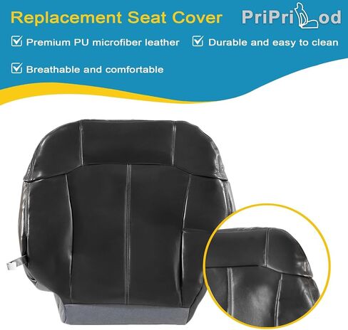 Priprilod #122 Dark Gray Leather Driver & Passenger Side Bottom & Top Lean Back Seat Cover Compatible with Chevy Silverado Tahoe Suburban Avalanche GMC Sierra Yukon XL 1999 2000 2001 2002 in Saudi Arabia