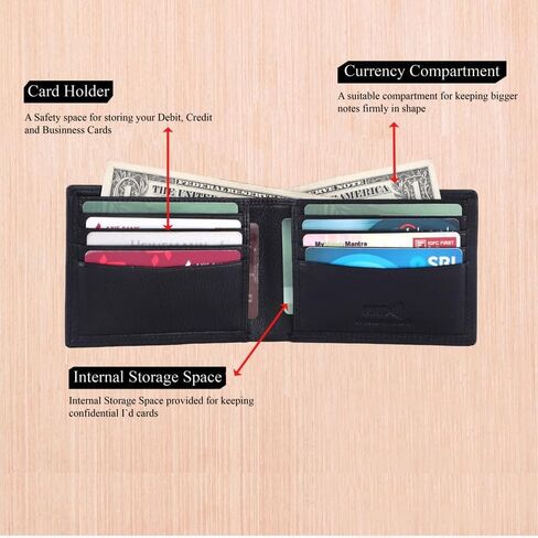 ASAD Genuine Leather Wallet for Men | Slim, Stylish, Genuine Leather Double Stitched RFID Blocking Bifold Stylish | Bifold Wallet With 8 Card Slot | Gift for Him | Crazy Horse With American Flag in Kuwait