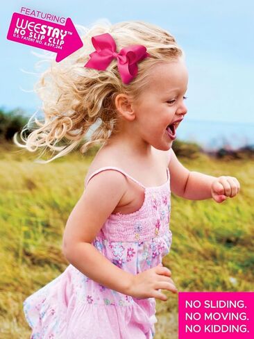 Wee Ones Girls' Grosgrain Bow with Moonstitch Edge and Holiday-Themed Embroidery on a WeeStay Clip, Medium, Present in Kuwait