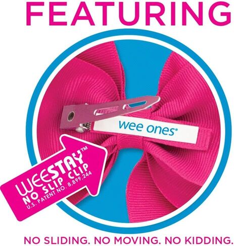 Wee Ones Girls' Grosgrain Bow with Moonstitch Edge and Holiday-Themed Embroidery on a WeeStay Clip, Medium, Present in Kuwait