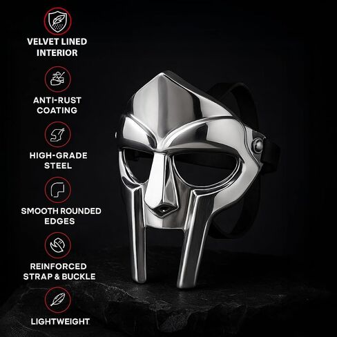 قناع MF Doom، قناع مدرع فارسي من القرون الوسطى للبالغين - قناع تنكري للحفلات الخيالية والهالوين للجنسين - خوذة المصارعون الرومانيين ماكسيموس خوذة الفايكنج - هدية عيد الميلاد in Saudi Arabia