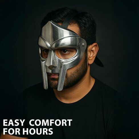 قناع MF Doom، قناع مدرع فارسي من القرون الوسطى للبالغين - قناع تنكري للحفلات الخيالية والهالوين للجنسين - خوذة المصارعون الرومانيين ماكسيموس خوذة الفايكنج - هدية عيد الميلاد in Saudi Arabia