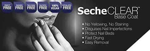 مجموعة Seche Clear الاحترافية، طبقة أساسية شفافة كريستالية لطلاء الأظافر، 4 أونصة و0.5 أونصة لإعادة التعبئة in Kuwait