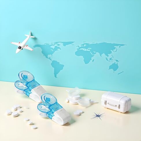 2Pcs Blue Portable Pill Taker Remover, Blister Pack, No Contact Easy to Take Out Portable, Travel Tablet Dispenser Pills Extractor Tool, Personal Pill Organizers Health, Pill Remover in Saudi Arabia