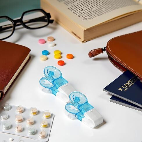 2Pcs Blue Portable Pill Taker Remover, Blister Pack, No Contact Easy to Take Out Portable, Travel Tablet Dispenser Pills Extractor Tool, Personal Pill Organizers Health, Pill Remover in Saudi Arabia