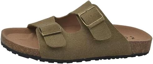 UIKGITP Women's Suede Buckle Slides Sandals Cork Footbed Summer Suede Walking Buckle Flat Clogs Comfort Slip On Slippers in Saudi Arabia