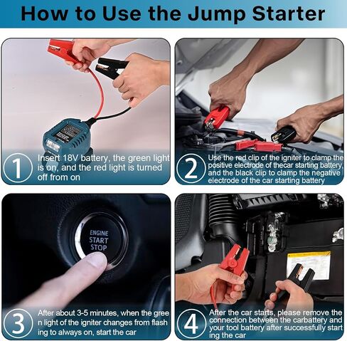 Portable Car Jump Starter Compatible with Makita 18V- 11AWG Heavy Duty Jump Starter Cable (1.2FT) for Car Battery Emergency Jump Start, Using Tool Batteries (Battery Sold Separately) in Saudi Arabia