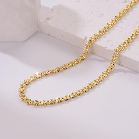 14K Gold Necklaces for Women Gold Chain for Women Men Diamond-Cut Cuban Link Chain Necklaces 20in in Kuwait