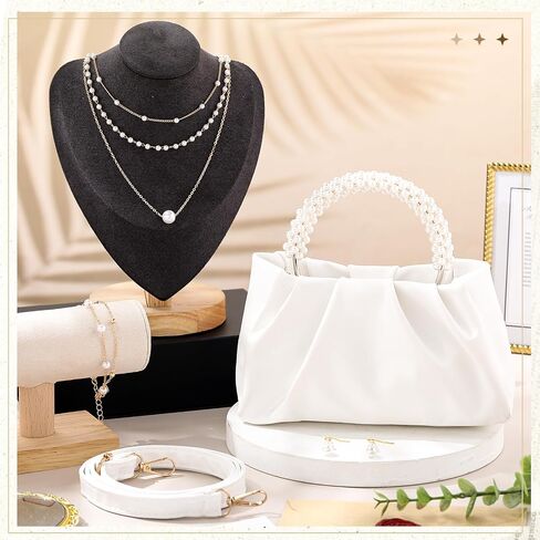 4 Pcs Evening Clutch Pearl Purses Jewelry Gift Sets Women Clutch Bag, Pearl Earrings Necklace and Bracelet in Saudi Arabia