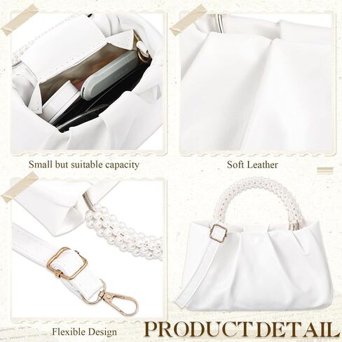 4 Pcs Evening Clutch Pearl Purses Jewelry Gift Sets Women Clutch Bag, Pearl Earrings Necklace and Bracelet in Saudi Arabia