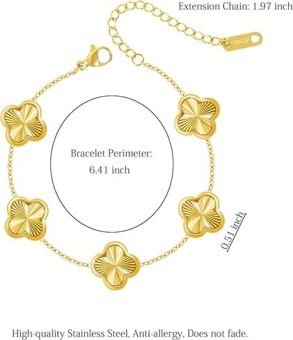 مجموعة من 3 قطع من قلادة البرسيم المطلية بالذهب عيار 18 قيراط وأساور وأقراط داينتي أربع أوراق البرسيم للنساء أقراط البرسيم هدية عيد الميلاد وعيد الميلاد in Kuwait