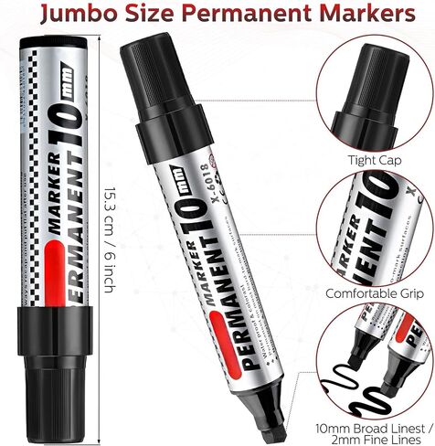 Thenshop 48 Count Jumbo Marking Pens, Quick Drying Permanent Markers with Chisel Tips, Industrial Use on Wood Metal Plastic Stone Glass (Black, 5.91 inches) in Saudi Arabia