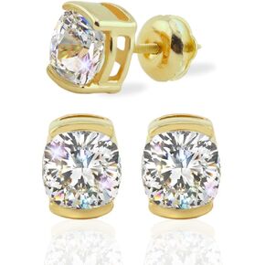 طقم أقراط من الذهب الأبيض أو الأصفر الخالص عيار 14 قيراط من ألماس المويسانتي المزروع بنصف الإطار | 1.0 أو 2.0 قيراط | برغي للخلف أو ادفع المشاركات للخلف | صنع في الولايات المتحدة الأمريكية | من مجوهرات أدورا الجميلة in Kuwait