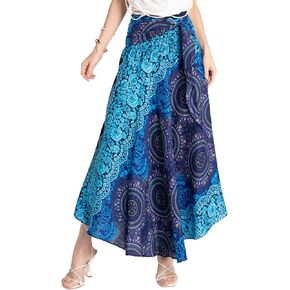 تنورة طويلة من Tranquil Threads Boho للنساء، لفافة سارونغ للشاطئ، مجموعة فستان تنورة صيفية للعطلات in Kuwait