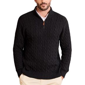 Kallspin Men's Quarter Zip Sweater Pullover Pure Cotton Cable Knit Long Sleeve Business Casual Knitwear in Kuwait