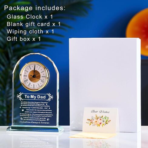 Dad Gifts - Delicate Dad Birthday Gifts from Daughter Son ,Christmas Fathers Day Birthday Gifts for Dad, Ideas, Glass Clock Gift, Birthday Gifts for Dad Who Wants Nothing (Battery not Included) (Dad Gifts) in Kuwait
