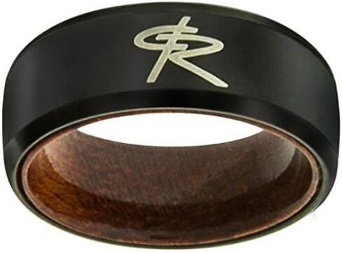 One Moment In Time J195 Size 8-13 Black Magic Tungsten with Wood Sleeve Ring Ring Mormon LDS CTR in Saudi Arabia