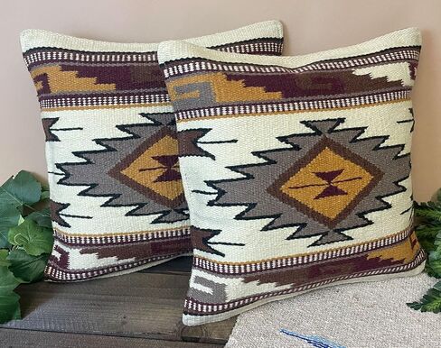 Mission Del Rey Southwestern Wool Throw Pillow Covers 18x18 - (Pair) Zia in Saudi Arabia