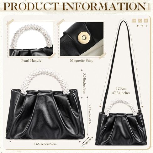 4 Pcs Evening Clutch Pearl Purses Jewelry Gift Sets Women Clutch Bag, Pearl Earrings Necklace and Bracelet in Saudi Arabia