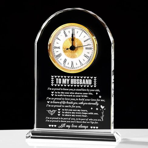 Dad Gifts - Delicate Dad Birthday Gifts from Daughter Son ,Christmas Fathers Day Birthday Gifts for Dad, Ideas, Glass Clock Gift, Birthday Gifts for Dad Who Wants Nothing (Battery not Included) (Dad Gifts) in Kuwait