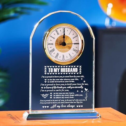 Dad Gifts - Delicate Dad Birthday Gifts from Daughter Son ,Christmas Fathers Day Birthday Gifts for Dad, Ideas, Glass Clock Gift, Birthday Gifts for Dad Who Wants Nothing (Battery not Included) (Dad Gifts) in Kuwait
